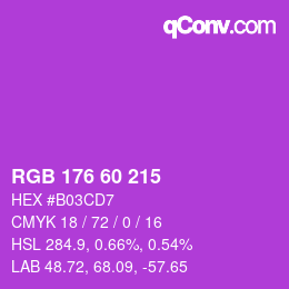 カラーコード: RGB 176 60 215 | qconv.com