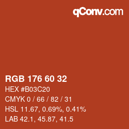カラーコード: RGB 176 60 32 | qconv.com