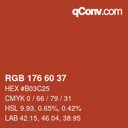カラーコード: RGB 176 60 37 | qconv.com