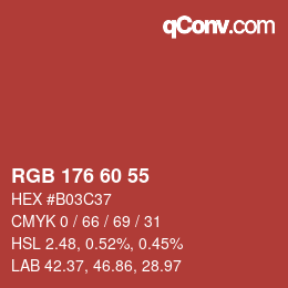 カラーコード: RGB 176 60 55 | qconv.com