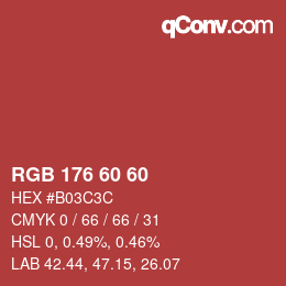カラーコード: RGB 176 60 60 | qconv.com