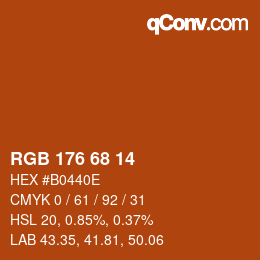 Color code: RGB 176 68 14 | qconv.com