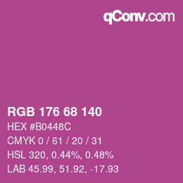 カラーコード: RGB 176 68 140 | qconv.com