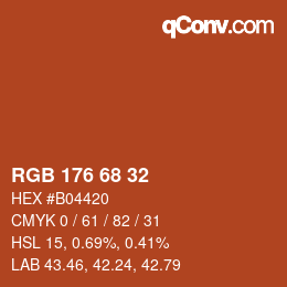 Color code: RGB 176 68 32 | qconv.com