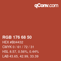 颜色代码: RGB 176 68 50 | qconv.com