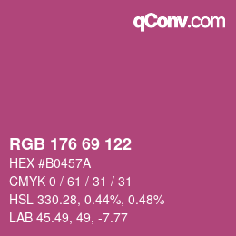 颜色代码: RGB 176 69 122 | qconv.com