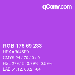 Color code: RGB 176 69 233 | qconv.com