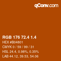 カラーコード: RGB 176 72.4 1.4 | qconv.com