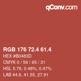 カラーコード: RGB 176 72.4 61.4 | qconv.com