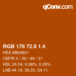 カラーコード: RGB 176 72.8 1.4 | qconv.com