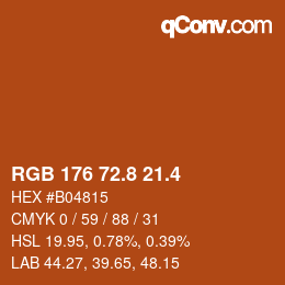 カラーコード: RGB 176 72.8 21.4 | qconv.com