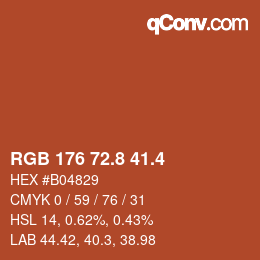 カラーコード: RGB 176 72.8 41.4 | qconv.com