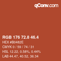 カラーコード: RGB 176 72.8 46.4 | qconv.com