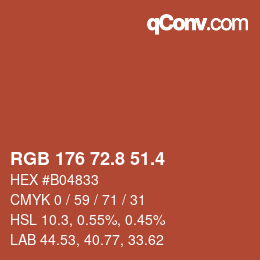 カラーコード: RGB 176 72.8 51.4 | qconv.com
