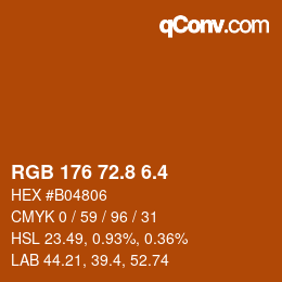 カラーコード: RGB 176 72.8 6.4 | qconv.com