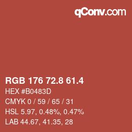 カラーコード: RGB 176 72.8 61.4 | qconv.com