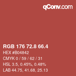 カラーコード: RGB 176 72.8 66.4 | qconv.com