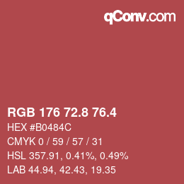 カラーコード: RGB 176 72.8 76.4 | qconv.com