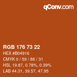 Color code: RGB 176 73 22 | qconv.com
