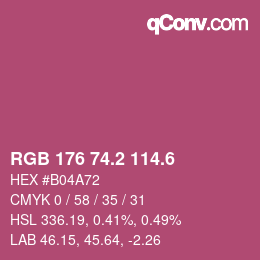 カラーコード: RGB 176 74.2 114.6 | qconv.com