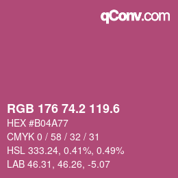 カラーコード: RGB 176 74.2 119.6 | qconv.com