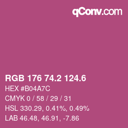 カラーコード: RGB 176 74.2 124.6 | qconv.com
