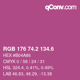 カラーコード: RGB 176 74.2 134.6 | qconv.com