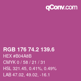 カラーコード: RGB 176 74.2 139.6 | qconv.com