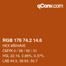 カラーコード: RGB 176 74.2 14.6 | qconv.com