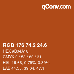カラーコード: RGB 176 74.2 24.6 | qconv.com