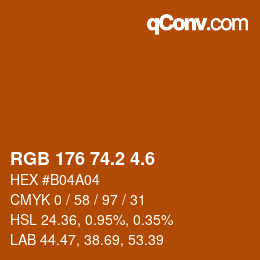 カラーコード: RGB 176 74.2 4.6 | qconv.com