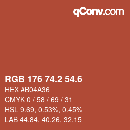 カラーコード: RGB 176 74.2 54.6 | qconv.com