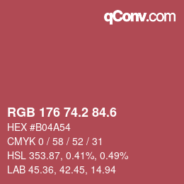 カラーコード: RGB 176 74.2 84.6 | qconv.com