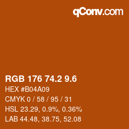 カラーコード: RGB 176 74.2 9.6 | qconv.com