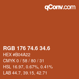 カラーコード: RGB 176 74.6 34.6 | qconv.com