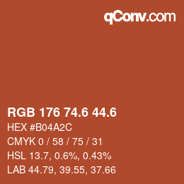 カラーコード: RGB 176 74.6 44.6 | qconv.com