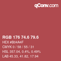 カラーコード: RGB 176 74.6 79.6 | qconv.com