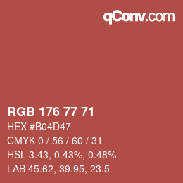 Color code: RGB 176 77 71 | qconv.com