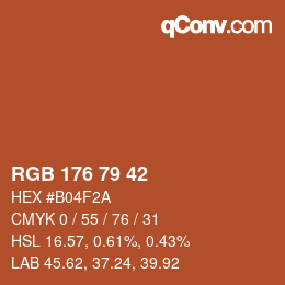 Color code: RGB 176 79 42 | qconv.com