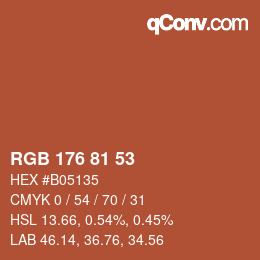 Color code: RGB 176 81 53 | qconv.com