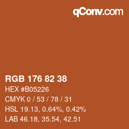 Color code: RGB 176 82 38 | qconv.com