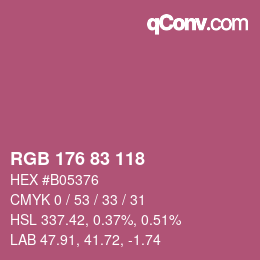 カラーコード: RGB 176 83 118 | qconv.com