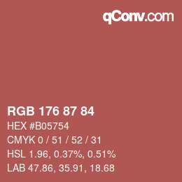 颜色代码: RGB 176 87 84 | qconv.com