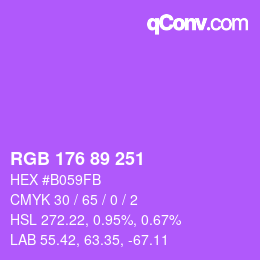 Color code: RGB 176 89 251 | qconv.com