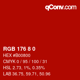 Color code: RGB 176 8 0 | qconv.com