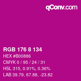 颜色代码: RGB 176 8 134 | qconv.com
