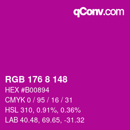 カラーコード: RGB 176 8 148 | qconv.com