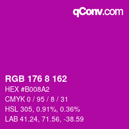 颜色代码: RGB 176 8 162 | qconv.com