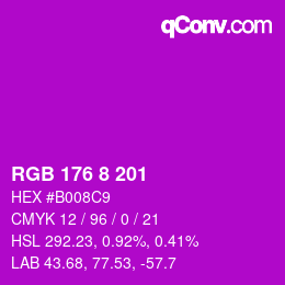 Color code: RGB 176 8 201 | qconv.com
