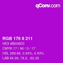 Color code: RGB 176 8 211 | qconv.com